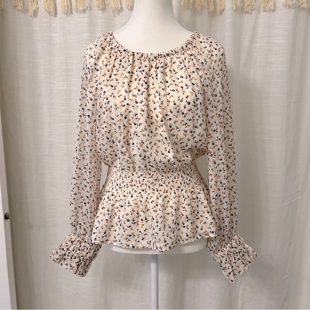 Ann Taylor Peplum Floral Blouse